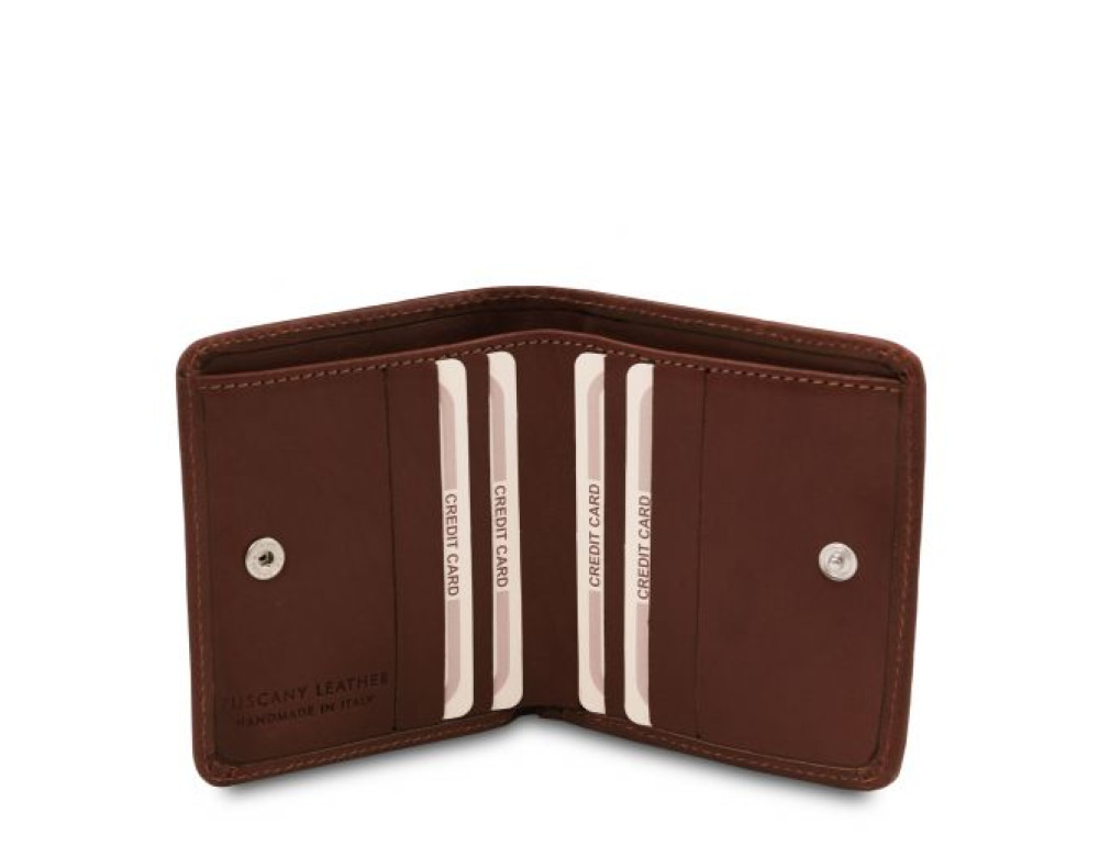 Італійський шкіряний гаманець із гладкої шкіри Tuscany Leather TL142059 Dark Brown - Фотографія № 3