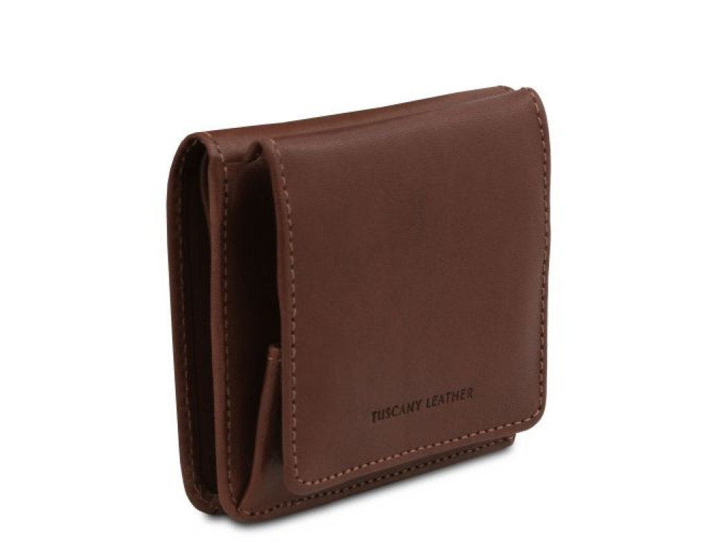 Італійський шкіряний гаманець із гладкої шкіри Tuscany Leather TL142059 Dark Brown - Фотографія № 4