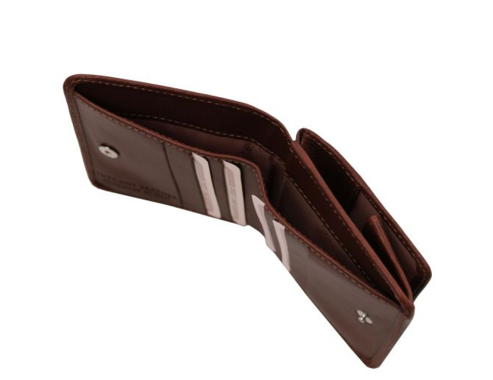 Італійський шкіряний гаманець із гладкої шкіри Tuscany Leather TL142059 Dark Brown - Фотографія № 8