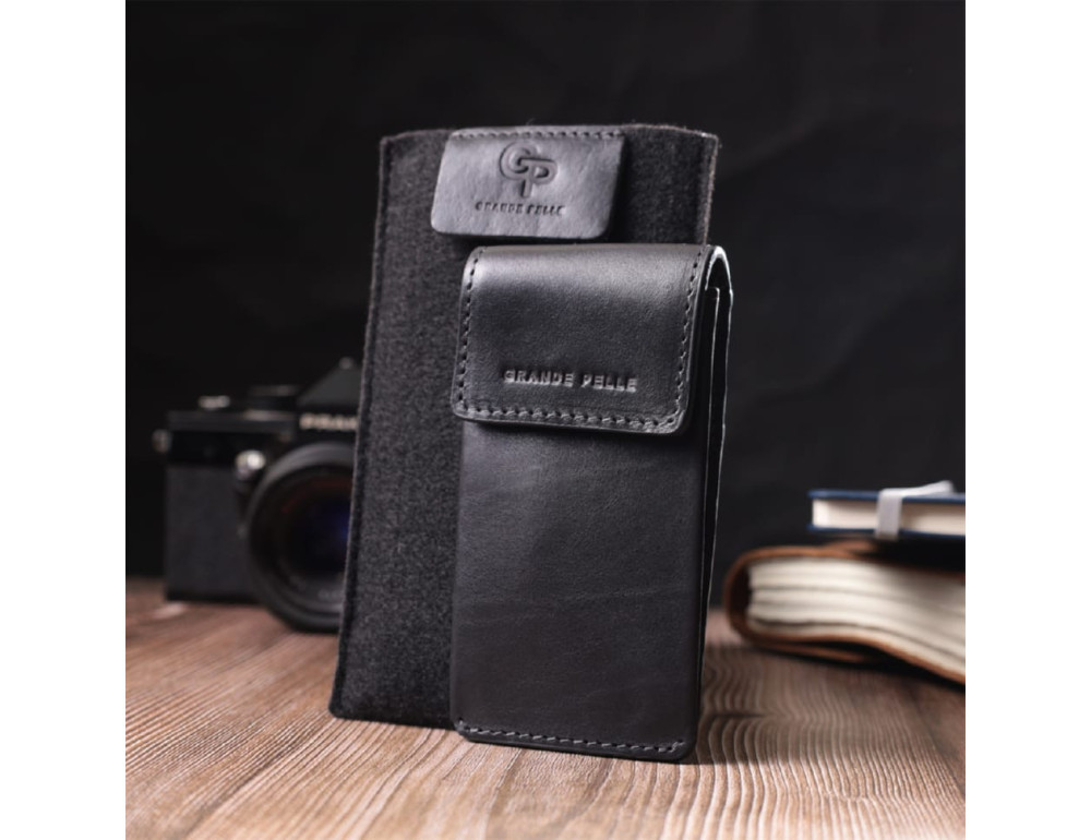 Ключниця футляр із натуральної шкіри GRANDE PELLE 400610 Чорний - Фотографія № 13