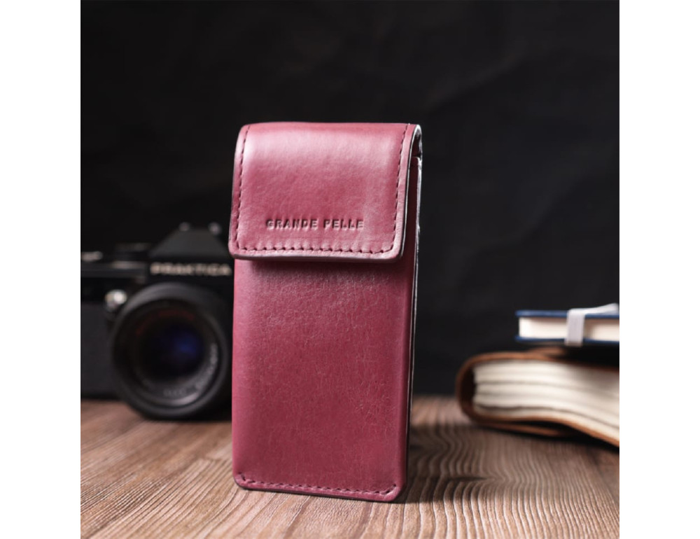Ключниця жіноча шкіряна Grande Pelle leather 400661 Бордова - Фотографія № 10
