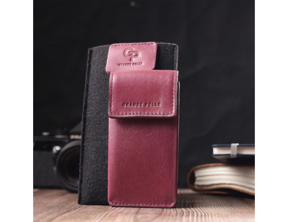Ключниця жіноча шкіряна Grande Pelle leather 400661 Бордова - Фотографія № 12
