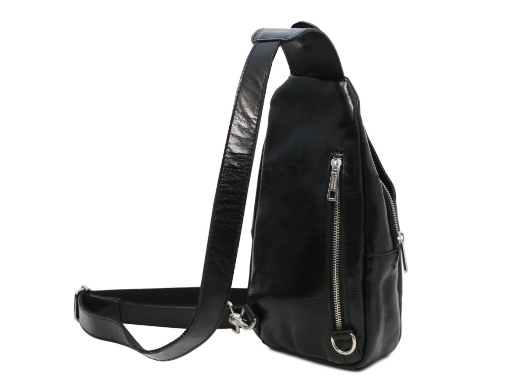 Шкіряна сумка слінг нагрудна кроссовер crossover bag Tuscany TL142195 (Чорний) - Фотографія № 3