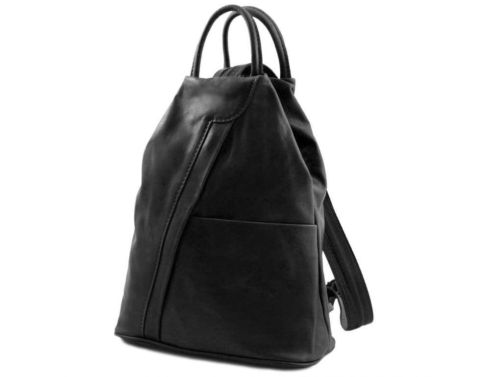 Шкіряний жіночий рюкзак-слінг Tuscany Leather Shanghai TL140963 (Чорний) - Фотографія № 2