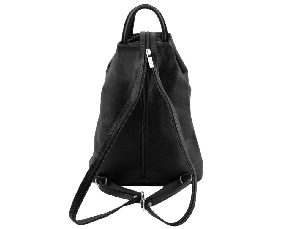 Шкіряний жіночий рюкзак-слінг Tuscany Leather Shanghai TL140963 (Чорний) - Фотографія № 3