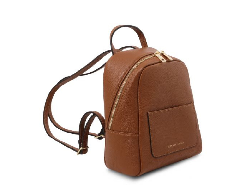 Коричневий шкіряний жіночий рюкзак Tuscany Leather TL142052 COGNAC - Фотографія № 3