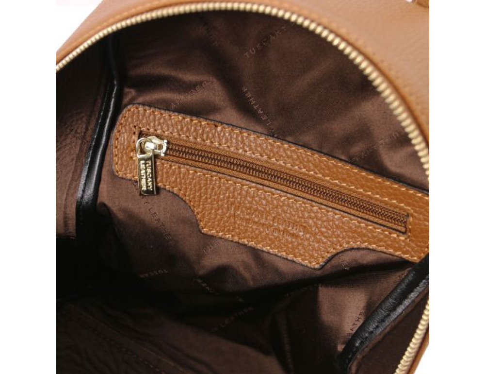 Коричневий шкіряний жіночий рюкзак Tuscany Leather TL142052 COGNAC - Фотографія № 5