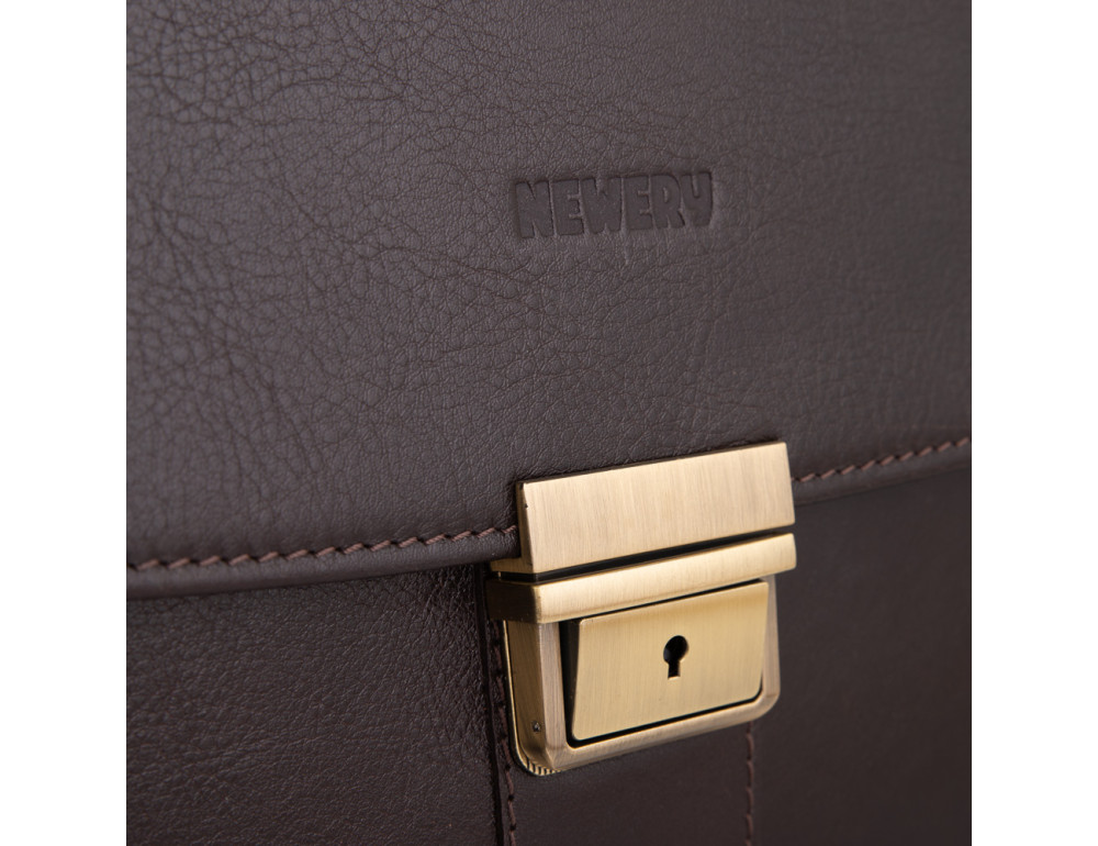 Коричневий чоловічий шкіряний портфель Newery N1587GC - Фотографія № 11