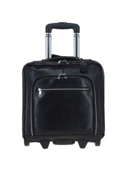 Кожаная дорожная сумка на колёсах Ashwood PL51 BLK