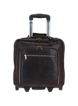 Кожаная дорожная сумка на колёсах Ashwood PL-51 Brown