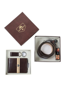 Кожаный подарочный набор из кошелька, ремня и брелка Tony Perotti Italico 534+KR133+200/35 moro 