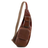 Коричнева шкіряна сумка слінг Tuscany Leather TL141352 Brown