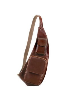 Коричнева шкіряна сумка слінг Tuscany Leather TL141352 Brown