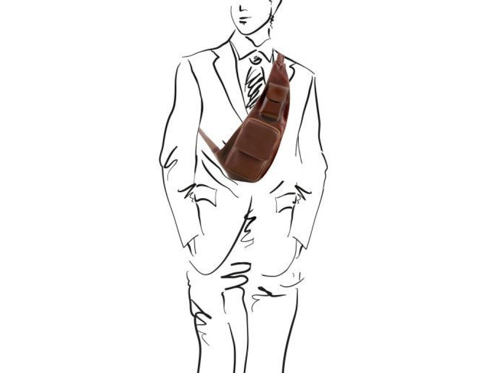 Коричнева шкіряна сумка слінг Tuscany Leather TL141352 Brown - Фотографія № 2