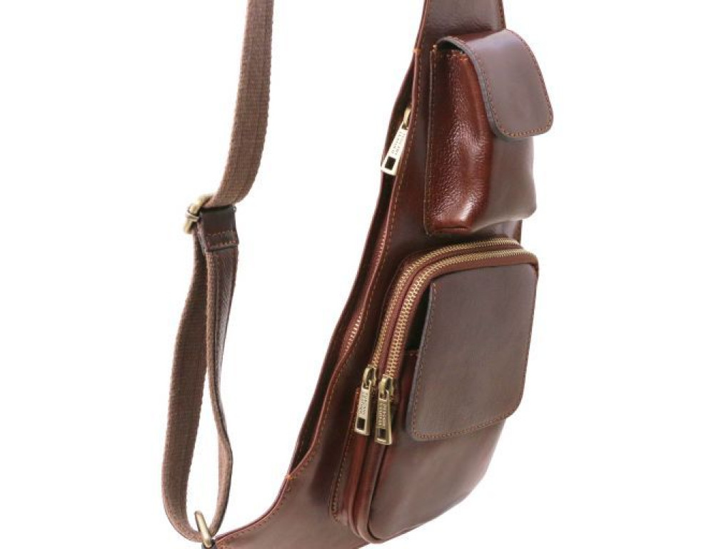Чорна шкіряна сумка слінг Tuscany Leather TL141352 Black - Фотографія № 2