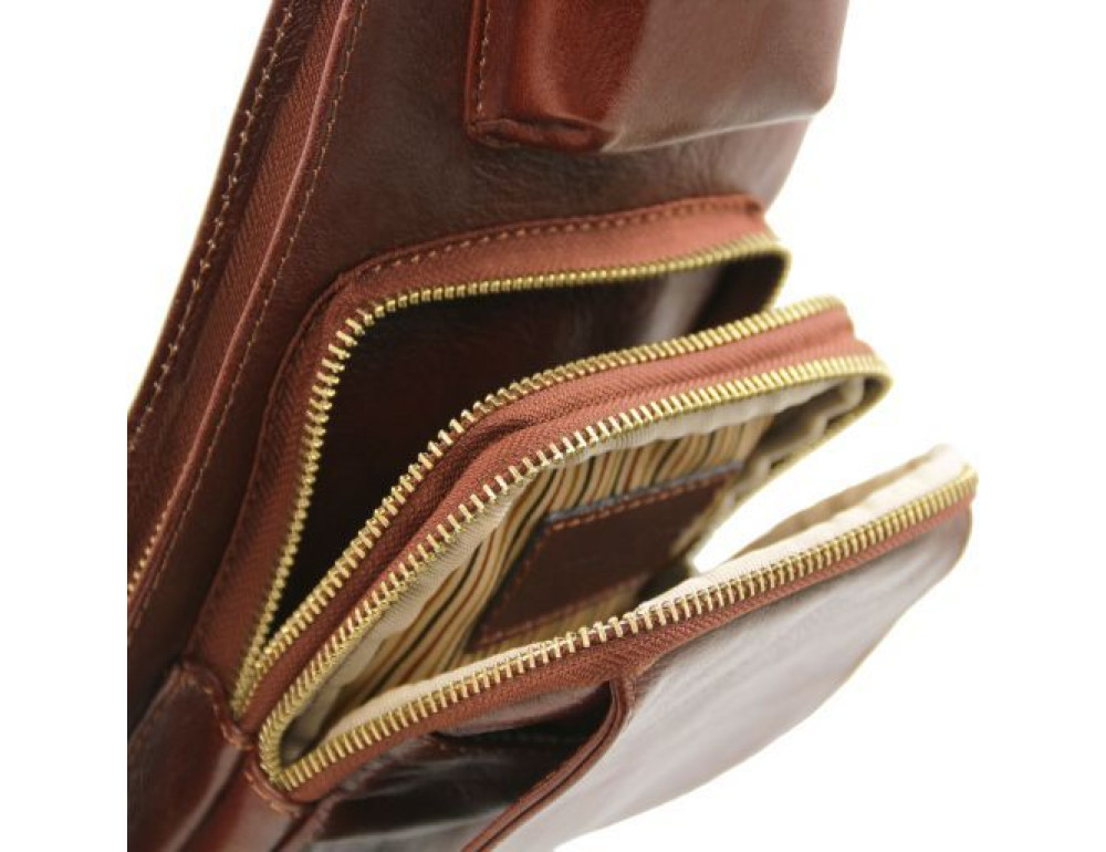 Чорна шкіряна сумка слінг Tuscany Leather TL141352 Black - Фотографія № 4