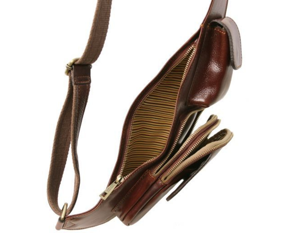 Чорна шкіряна сумка слінг Tuscany Leather TL141352 Black - Фотографія № 5