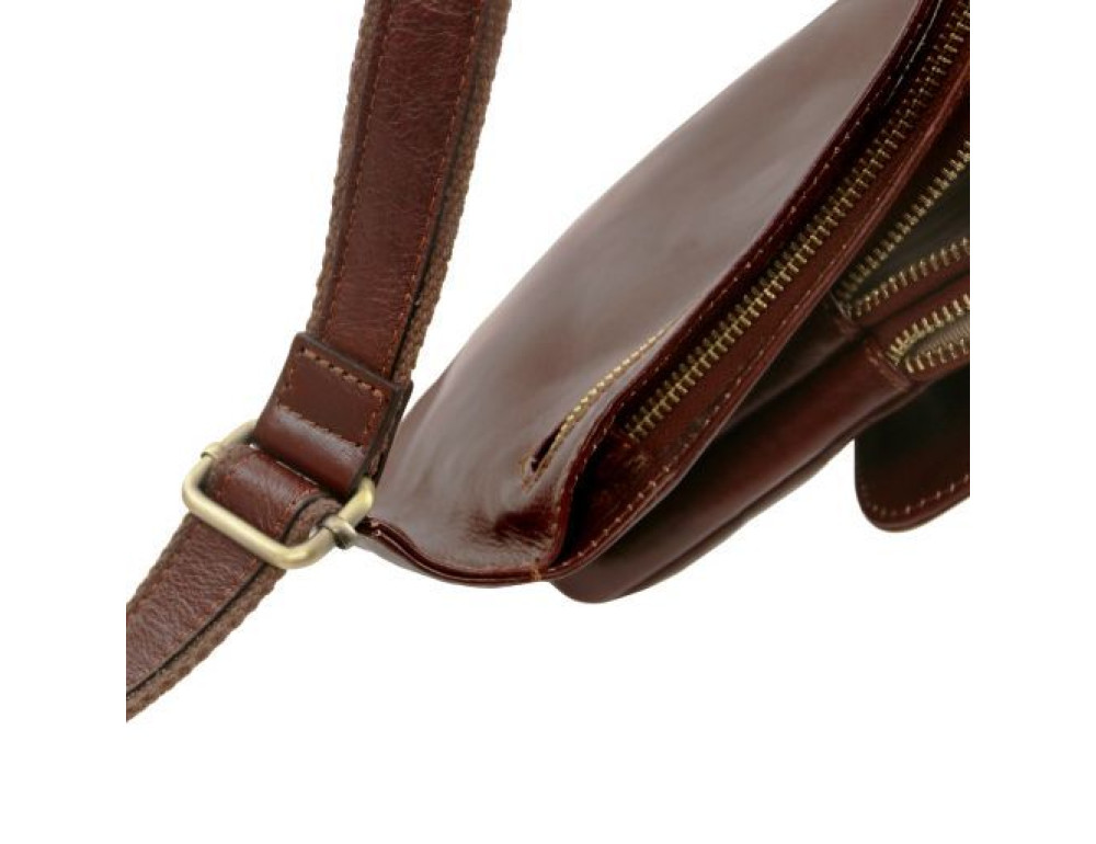 Коричнева шкіряна сумка слінг Tuscany Leather TL141352 Brown - Фотографія № 8