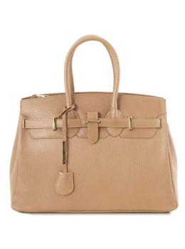 Большая бежевая женская кожаная сумка Tuscany Leather TL141529 CHAMPAGNE
