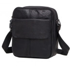 Чёрная кожаная сумка через плечо Tiding Bag M38-1030A - Фото № 100