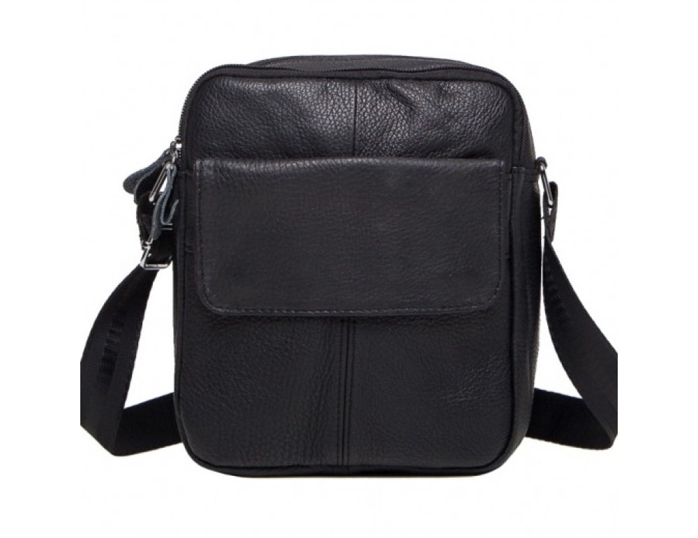 Чёрная кожаная сумка через плечо Tiding Bag M38-1030A - Фото № 3