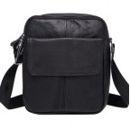 Чёрная кожаная сумка через плечо Tiding Bag M38-1030A - Фото № 102