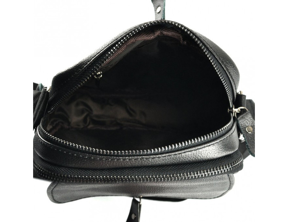Чёрная кожаная сумка через плечо Tiding Bag M38-1030A - Фото № 4