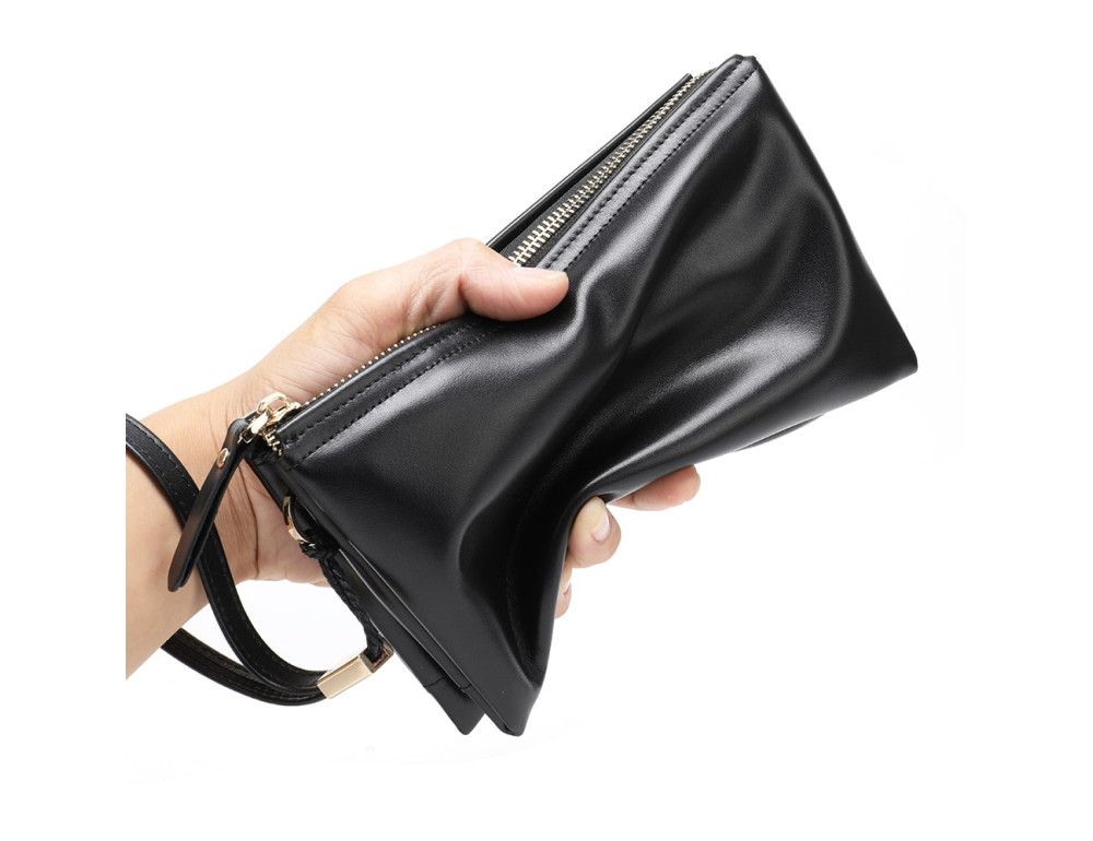 Мягкий кожаный клатч на руку Tiding Bag M7305A - Фото № 4