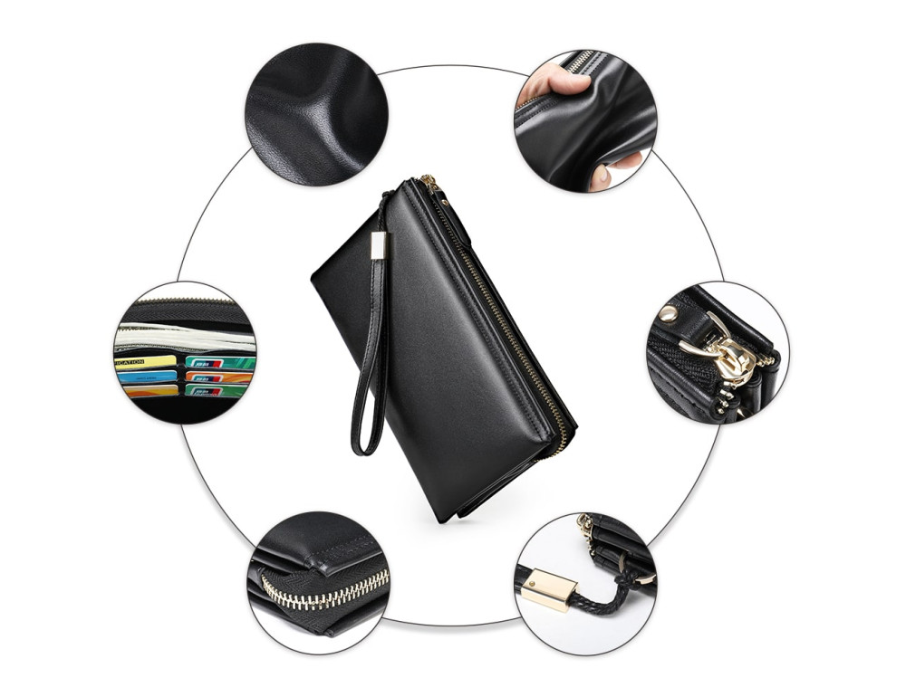 Мягкий кожаный клатч на руку Tiding Bag M7305A - Фото № 5