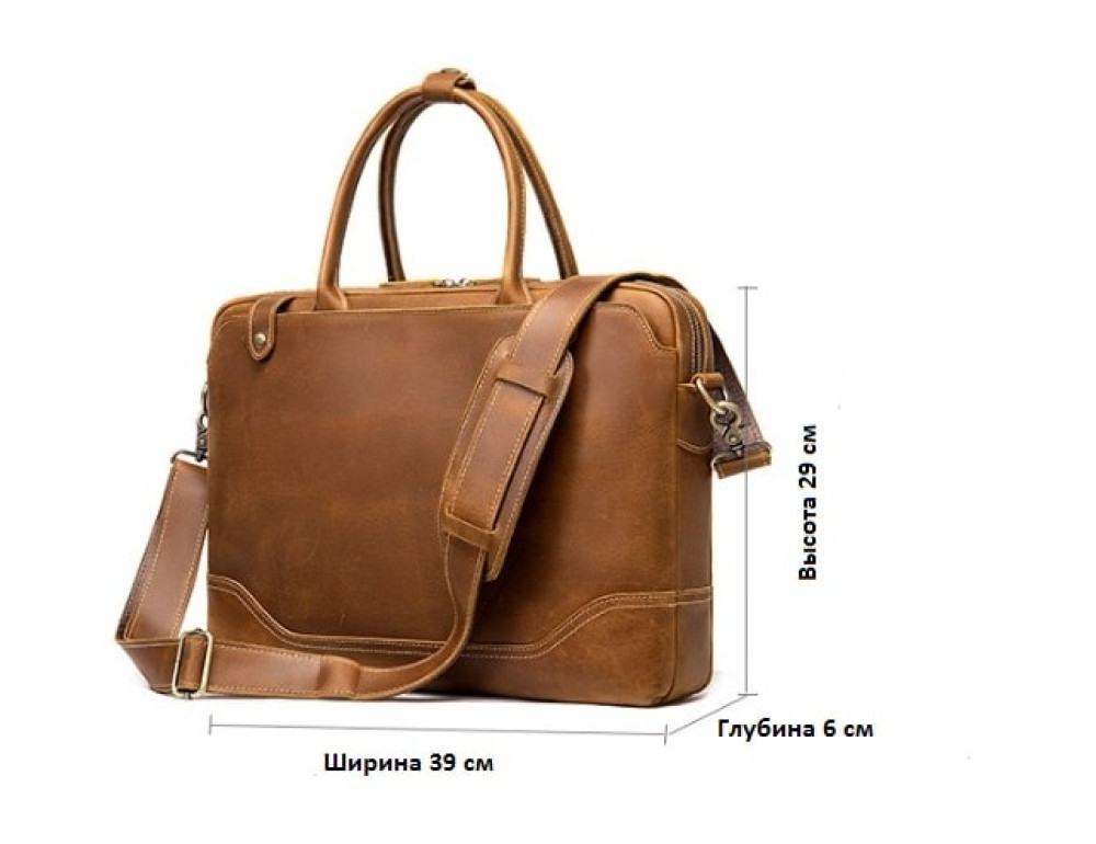 Коричнева вінтажна сумка під ноутбук Tiding Bag M7375C - Фотографія № 4