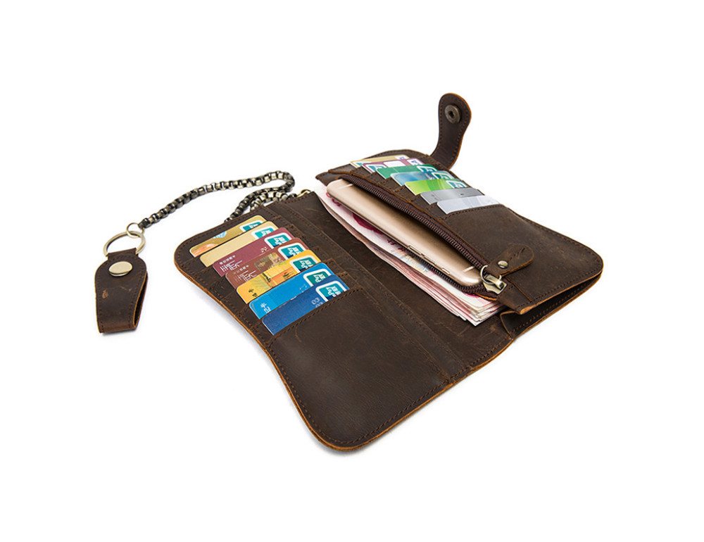 Тёмно-коричневый кожаный кошелёк Tiding Bag M8810B - Фото № 2