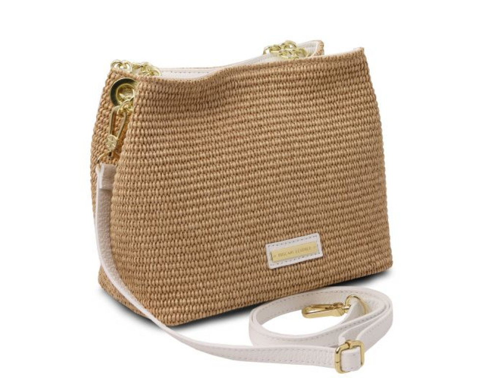 Маленька шкіряна сумочка бежевого кольору Tuscany Leather TL142208 Champagne - Фотографія № 3