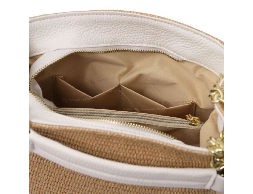 Маленька шкіряна сумочка бежевого кольору Tuscany Leather TL142208 Champagne - Фотографія № 6