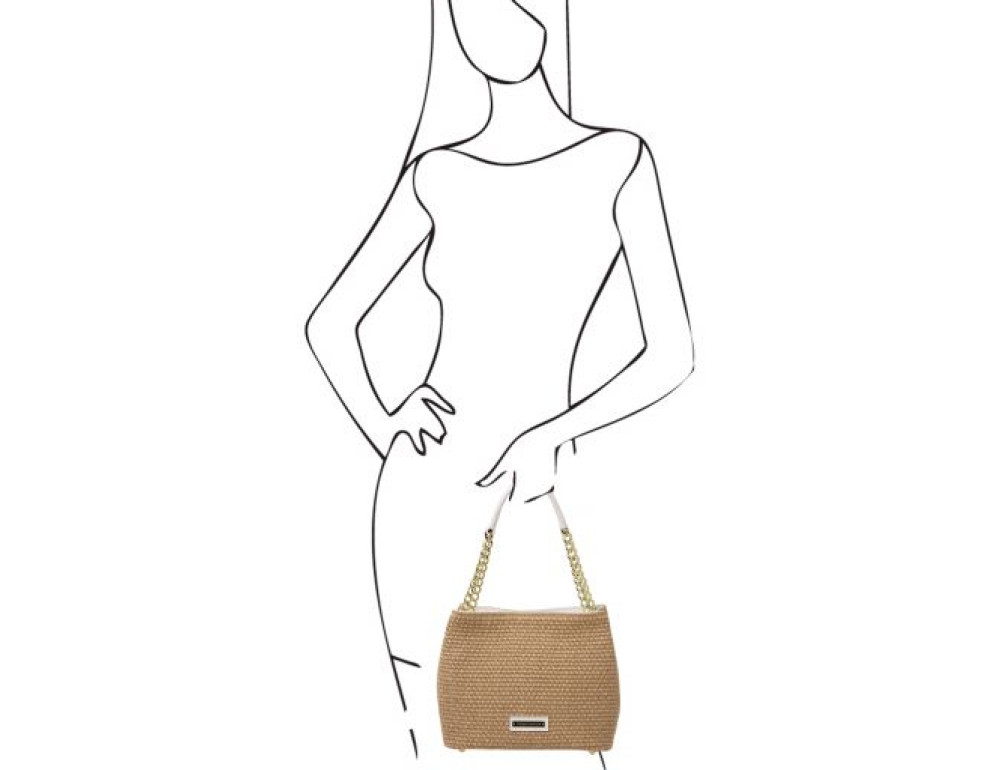 Маленька шкіряна сумочка бежевого кольору Tuscany Leather TL142208 Champagne - Фотографія № 7