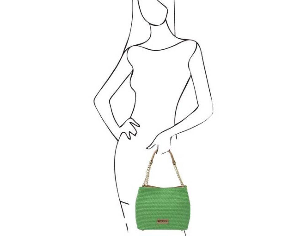 Маленька шкіряна сумочка через плече Tuscany Leather TL142208 Green - Фотографія № 2