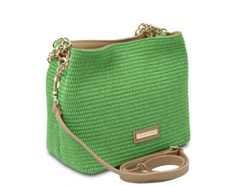 Маленька шкіряна сумочка через плече Tuscany Leather TL142208 Green - Фотографія № 3