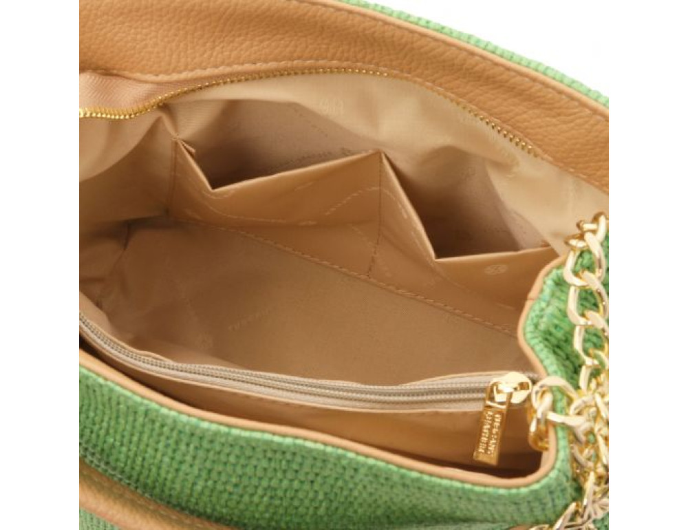Маленька шкіряна сумочка через плече Tuscany Leather TL142208 Green - Фотографія № 6