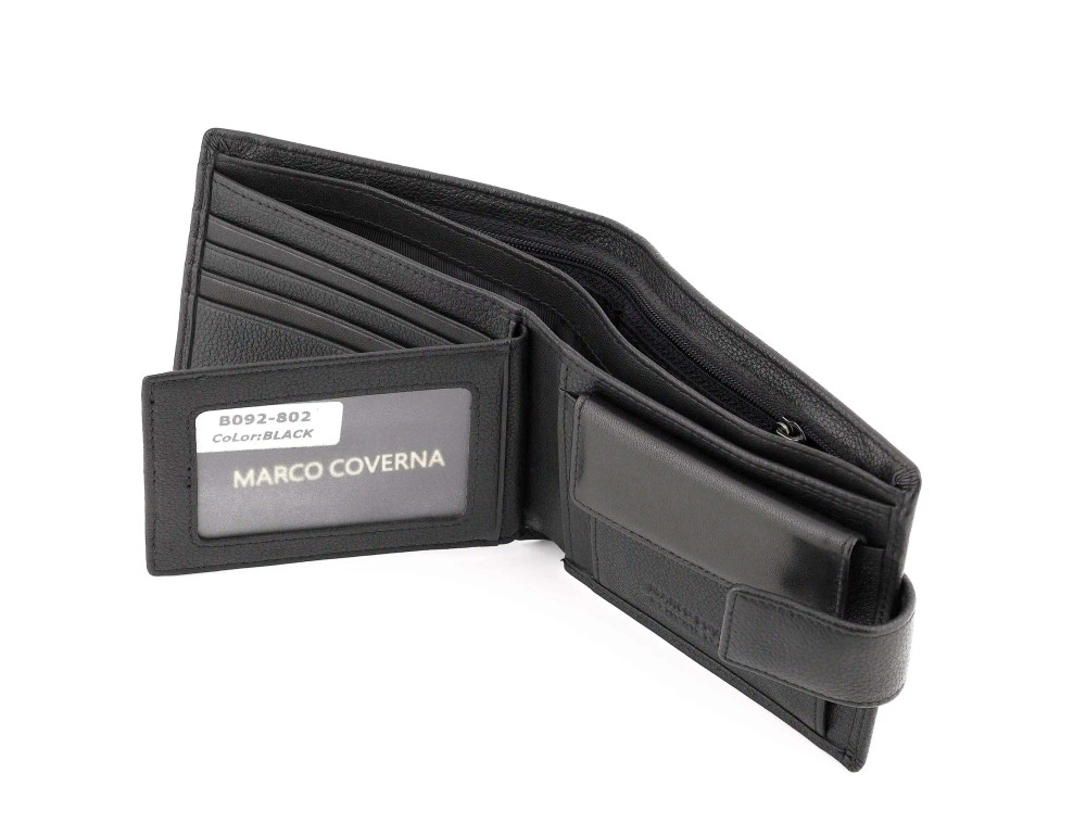 Чоловічий чорний шкіряний портмоне Marco Coverna MC 092-802 Black - Фотографія № 4