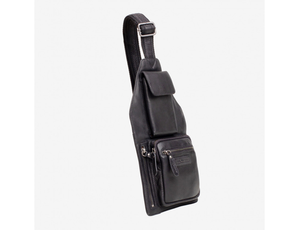 Нестандартна шкіряна сумка крос-слінг HILL BURRY HB3338 Black - Фотографія № 4