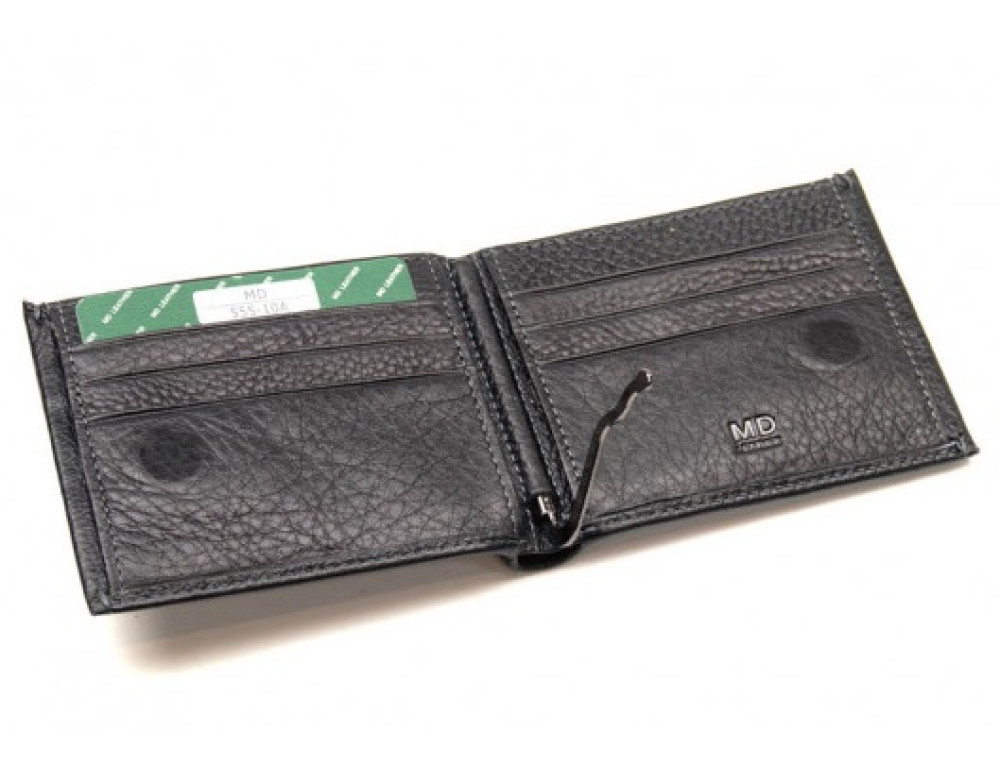 Чорний шкіряний затиск-портмоне MD Leather MD 555-10А - Фотографія № 3