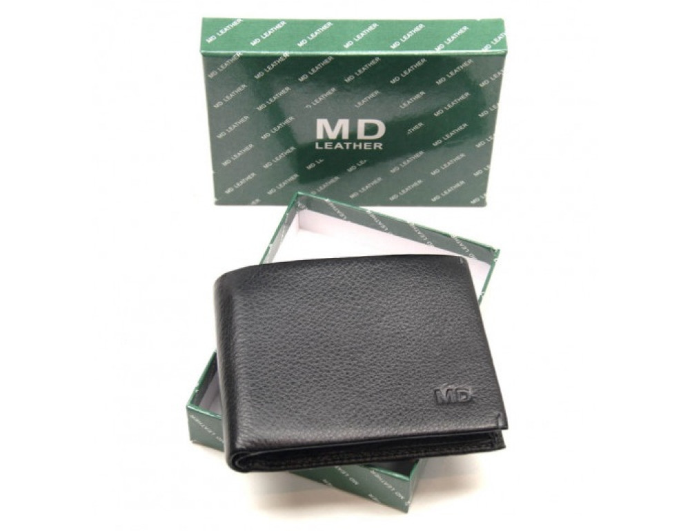 Чорний шкіряний затиск-портмоне MD Leather MD 555-10А - Фотографія № 5