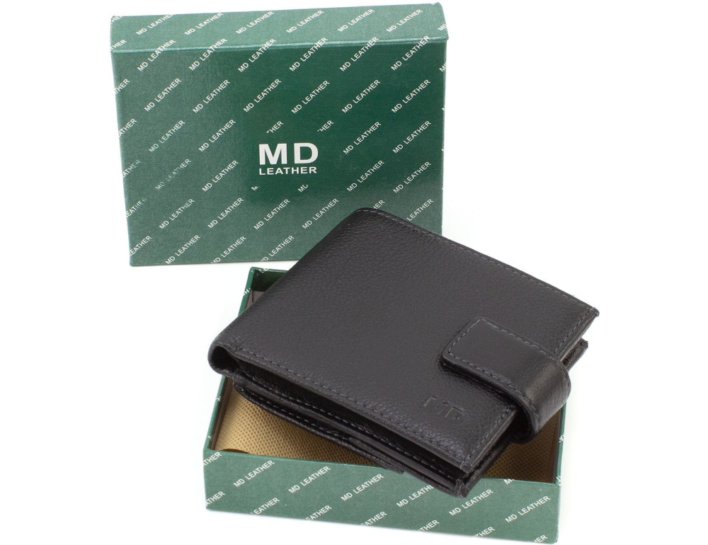 Чорний чоловічий гаманець на засувці MD Leather MD 122-A - Фотографія № 9