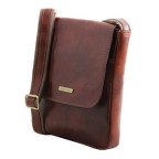 Темно-коричнева сумка чоловіча на плече шкіряна Tuscany Leather tl141408 dark brown - Фотографія № 102