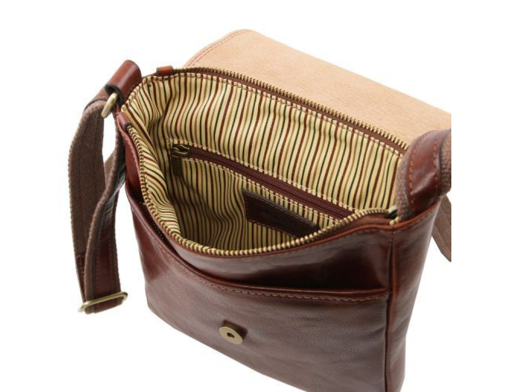 Світло-коричнева сумка чоловіча на плече шкіряна Leather tl141408 med - Фотографія № 7