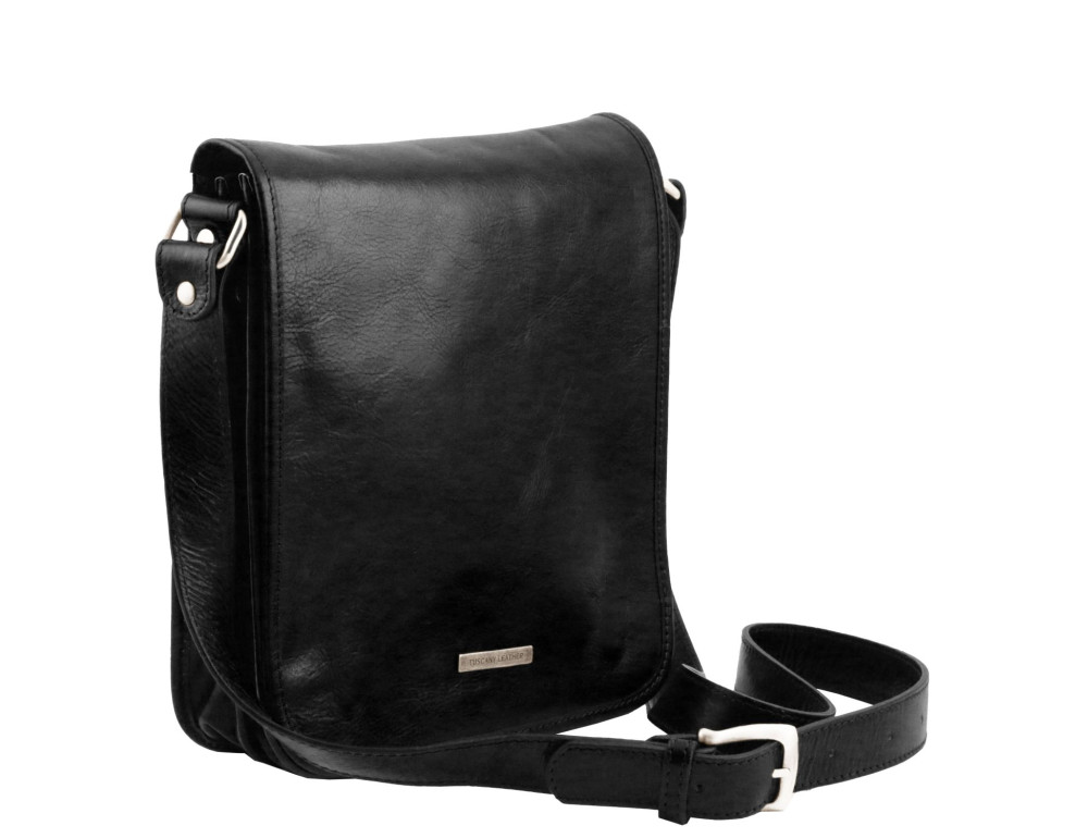 Чоловічий шкіряний великий месенджер Tuscany Leather Messenger TL141255 (Чорний) - Фотографія № 2