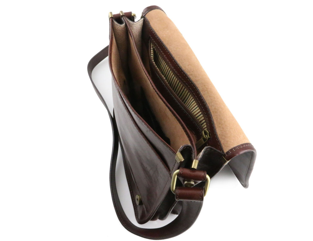 Чоловічий шкіряний месенджер із клапаном Tuscany Leather Messenger TL141255 (Темно-коричневий) - Фотографія № 5