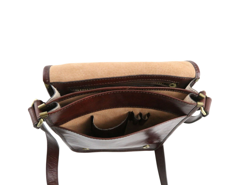 Чоловічий шкіряний месенджер із клапаном Tuscany Leather Messenger TL141255 (Темно-коричневий) - Фотографія № 6