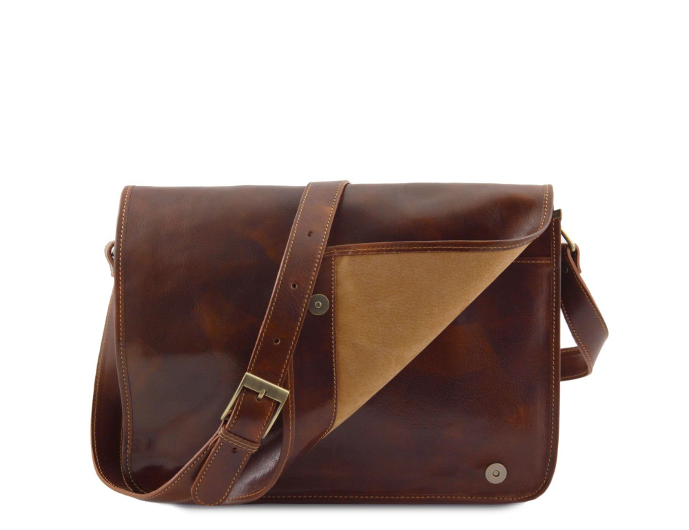 Чоловічий шкіряний месенджер Tuscany Leather Messenger Double TL90475 (Коричневий) - Фотографія № 3