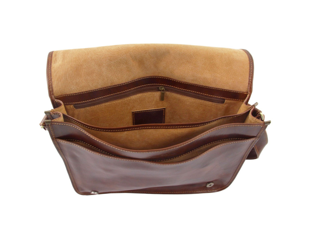 Чоловічий шкіряний месенджер Tuscany Leather Messenger Double TL90475 (Коричневий) - Фотографія № 6