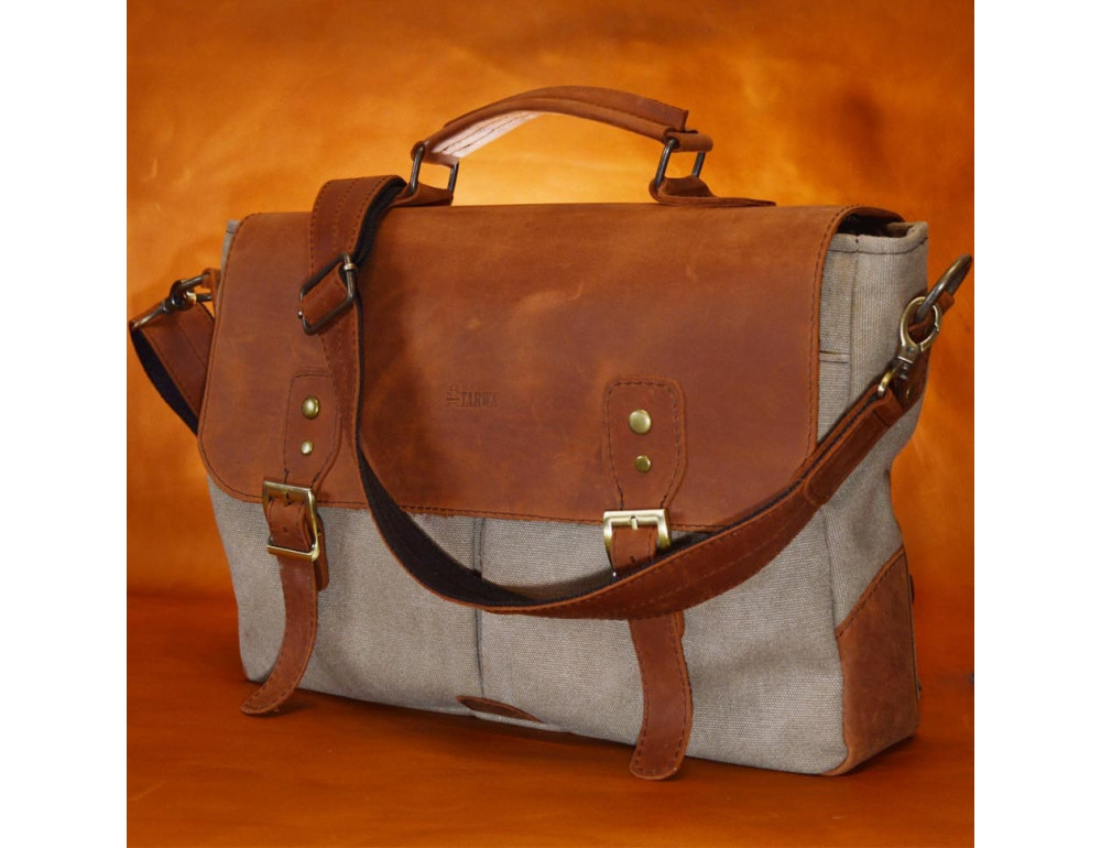 Мужская сумка-портфель из канваса и кожи TARWA RBcs-3960-3md - Фото № 4